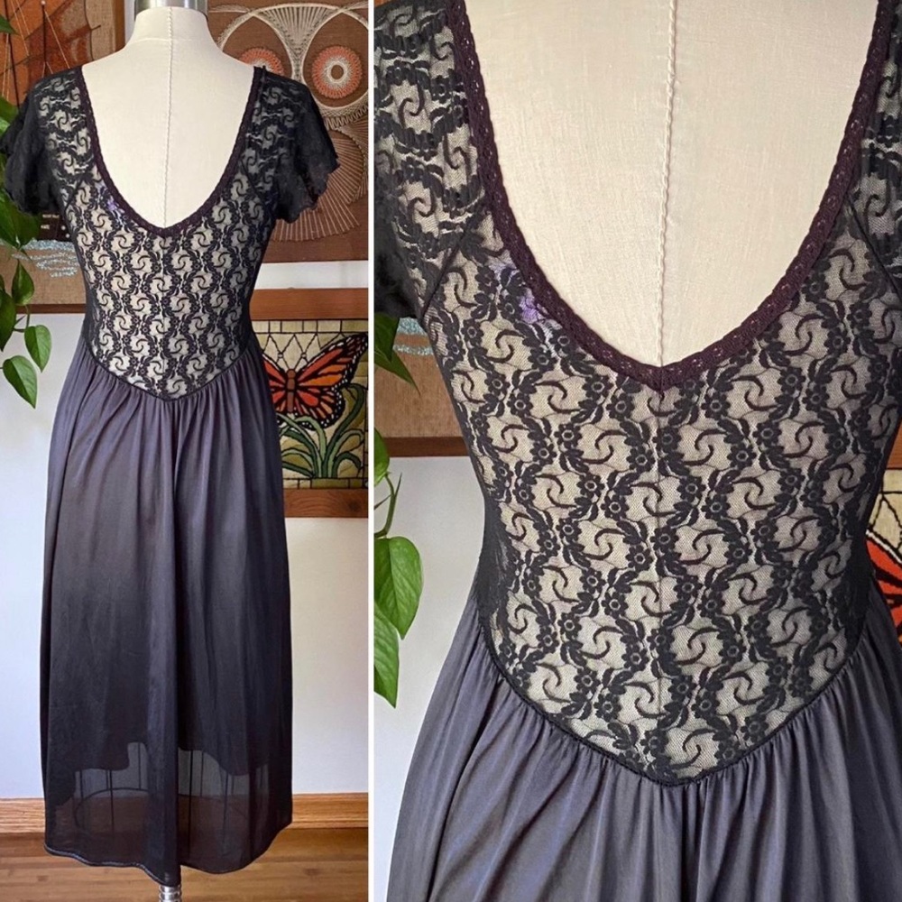 Lace vintage nylon night gown